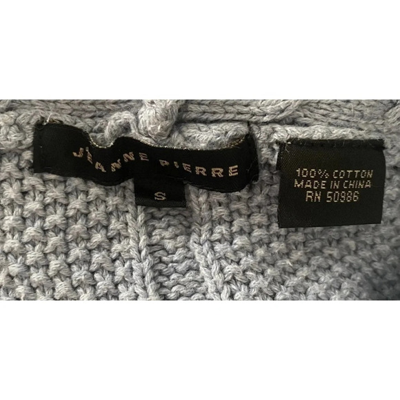 Jeanne Pierre Blue Cable Knit Cowl Neck Cotton Sweater Womens Small (682) - Picture 3 of 4